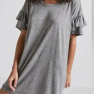 NWT Current/Elliot Ruffle Roadie Gray mini shirt Dress Large
